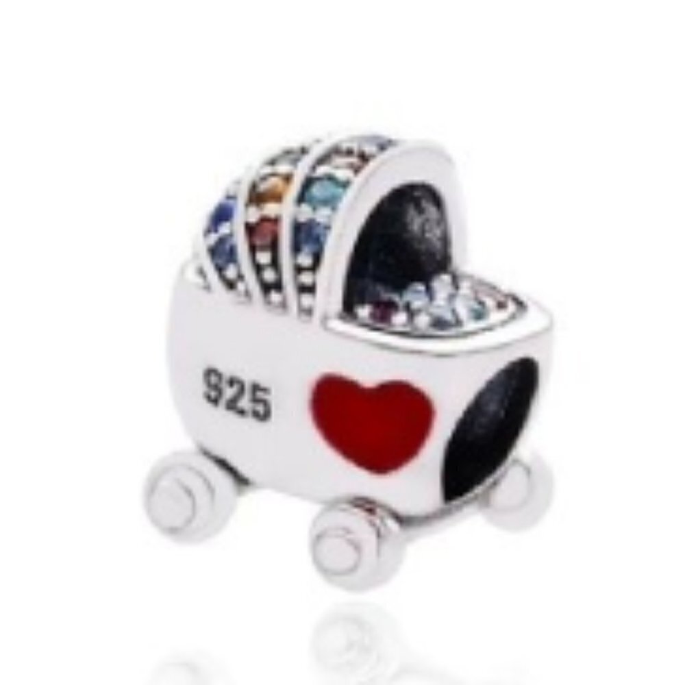 Sterling Silver Baby Stroller Charm